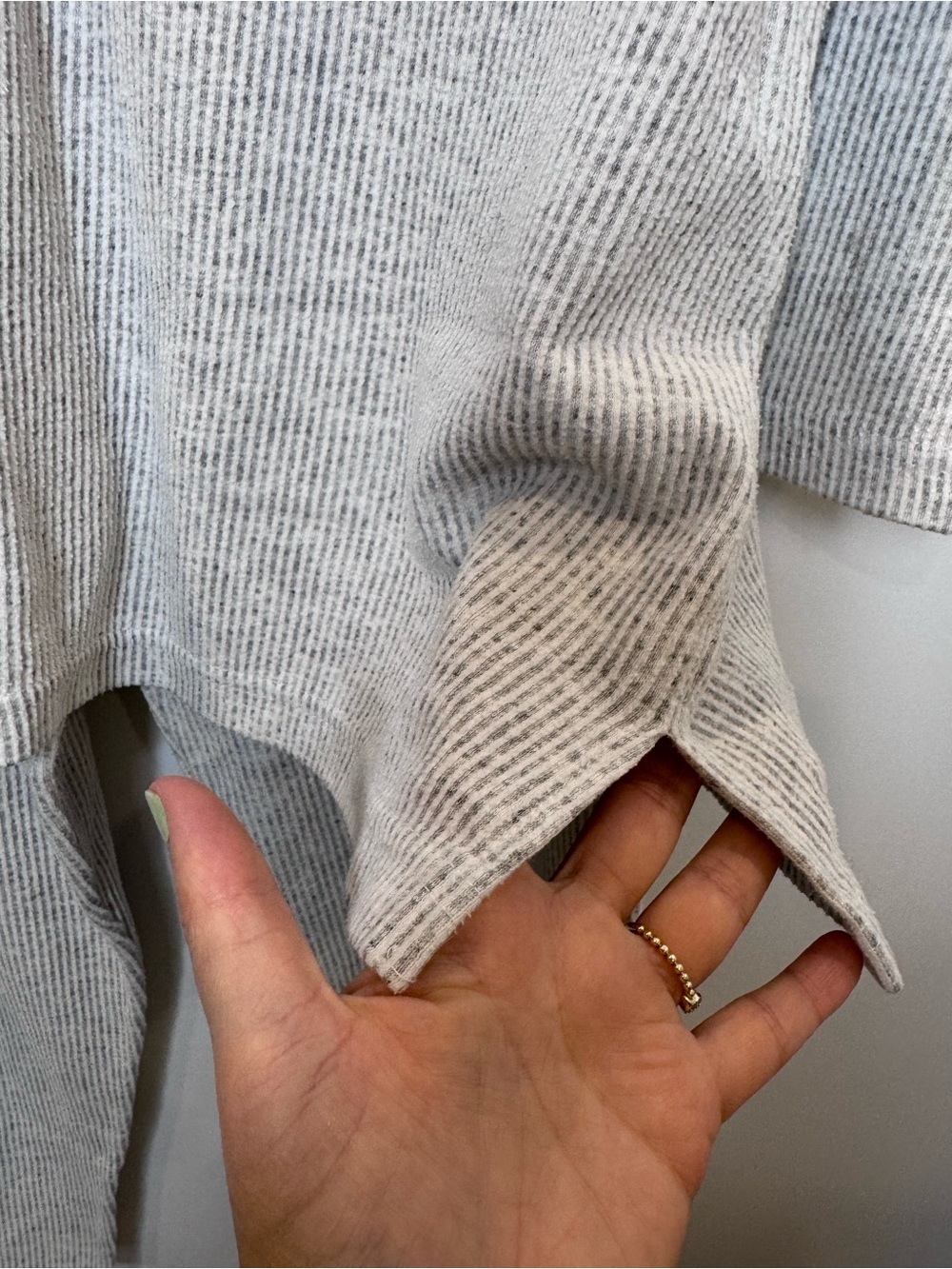 Vintage Shooky Cozy Ribbed Knit Lounge Set Gray Turtleneck 90s cropped petite - Picture 6 of 11